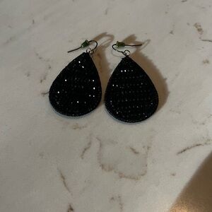 Marlyn Schiff Black Sparkle Teardrop Earrings
